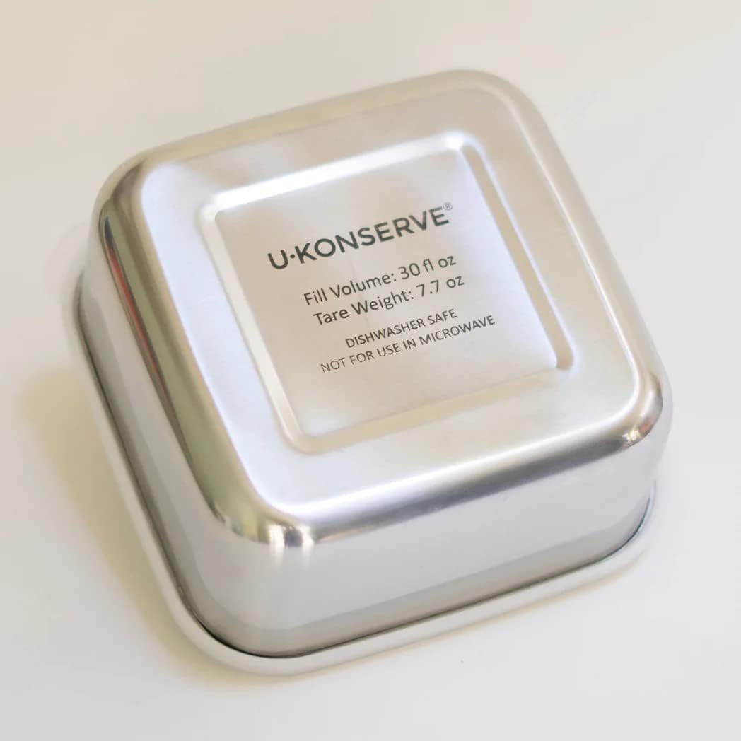 U-Konserve 30 oz Stainless Steel Bento Box Food Container Blue Silicone Lid image 2