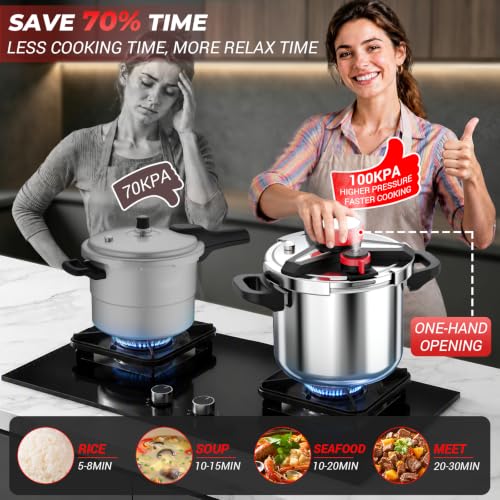 Image of [3-IN-1] 18 /8 Stainless Steel Pressure Cooker 10 Quart [Save 70% of time ]