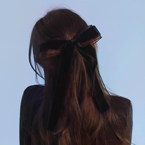 Miniatura 9 de Funlovin Clip de lazo para el pelo, lazo de terciopelo negro, 1 unidad (fijación del cabello, decorativo) para mujer