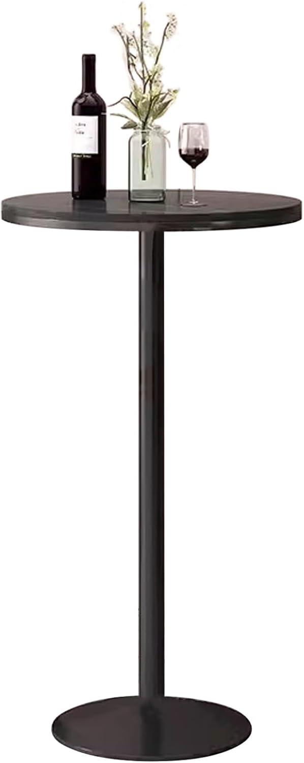Round Bar High Table with 21.7inch/55cm Marble Top and Metal Base, Outdoor Patio Side Table, Counter Height Pub Table Kitchen Dining Table Bistro Modern Accent Nightstand (Size:Height 105c