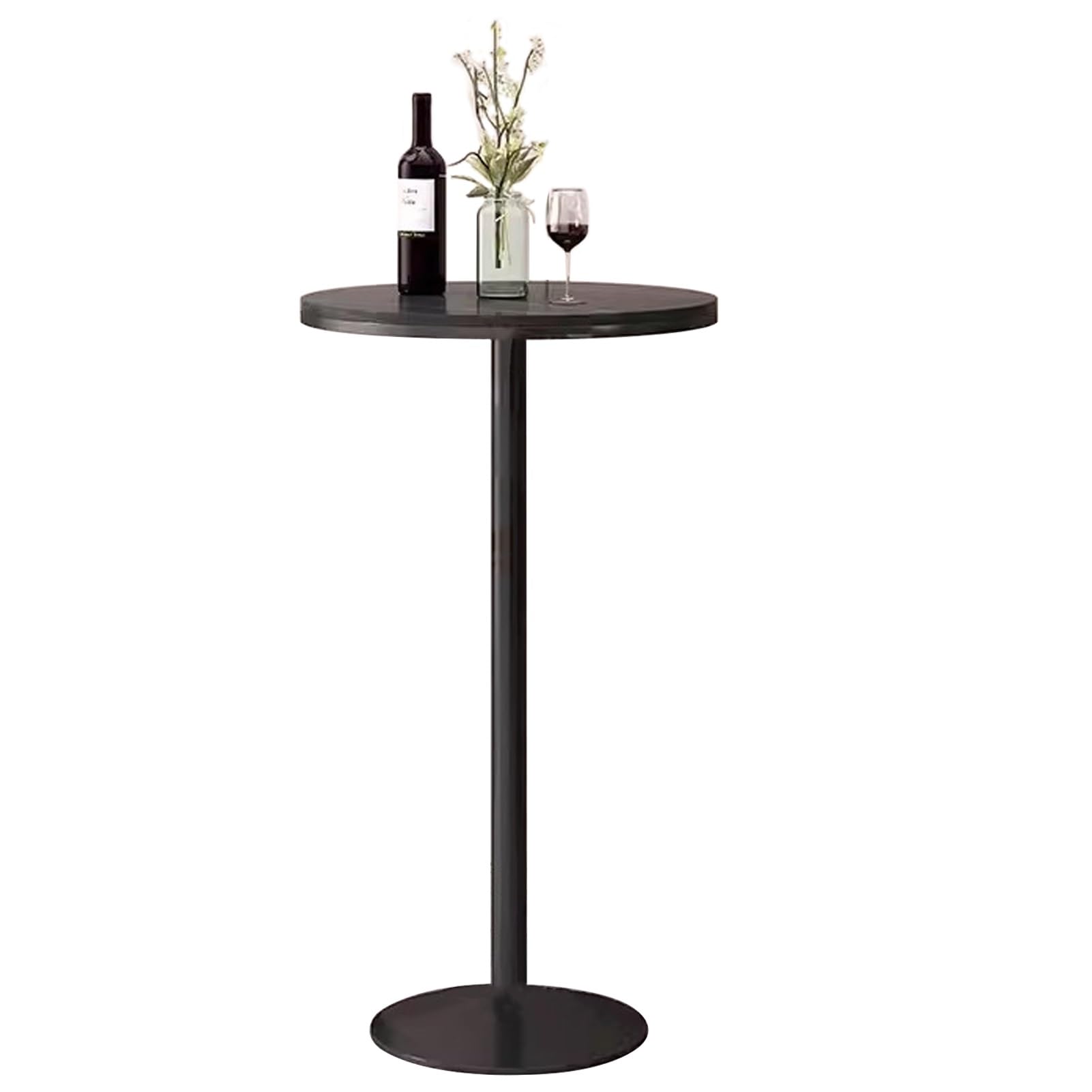 Table de salle à manger haute ronde marbre de 55 cm et piètement métallique sculptural