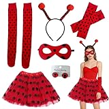 disfraz mariquita infantil Cómoda falda de tul: la falda tutú roja brillante con icónicos puntos negros irradia el típico encanto de mariquita e impresiona por una sensación agradable. La cintura elástica se adapta fácilmente a diferentes tamaños de cuerpo y ofrece libertad de movimiento sin restricciones. Perfecto para bailar salvajes en la fiesta, alegres desfiles de carnaval o actuaciones alegres en la guardería o club