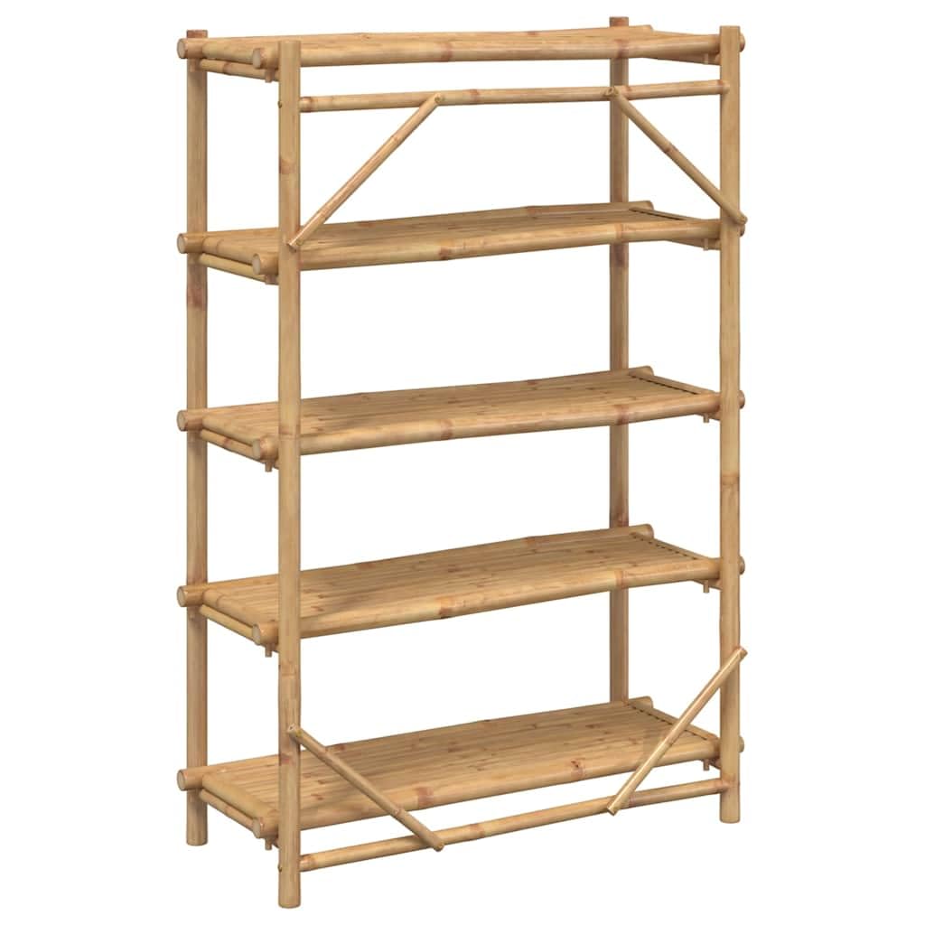 Regal mit 5 Böden Bambus naturbelassen 100x40x150 cm Standregal mit hoher 150 kg, vielseitiges Regalsystem für Wohnzimmer Büro Keller Küche, modularer Stauraum Organizer