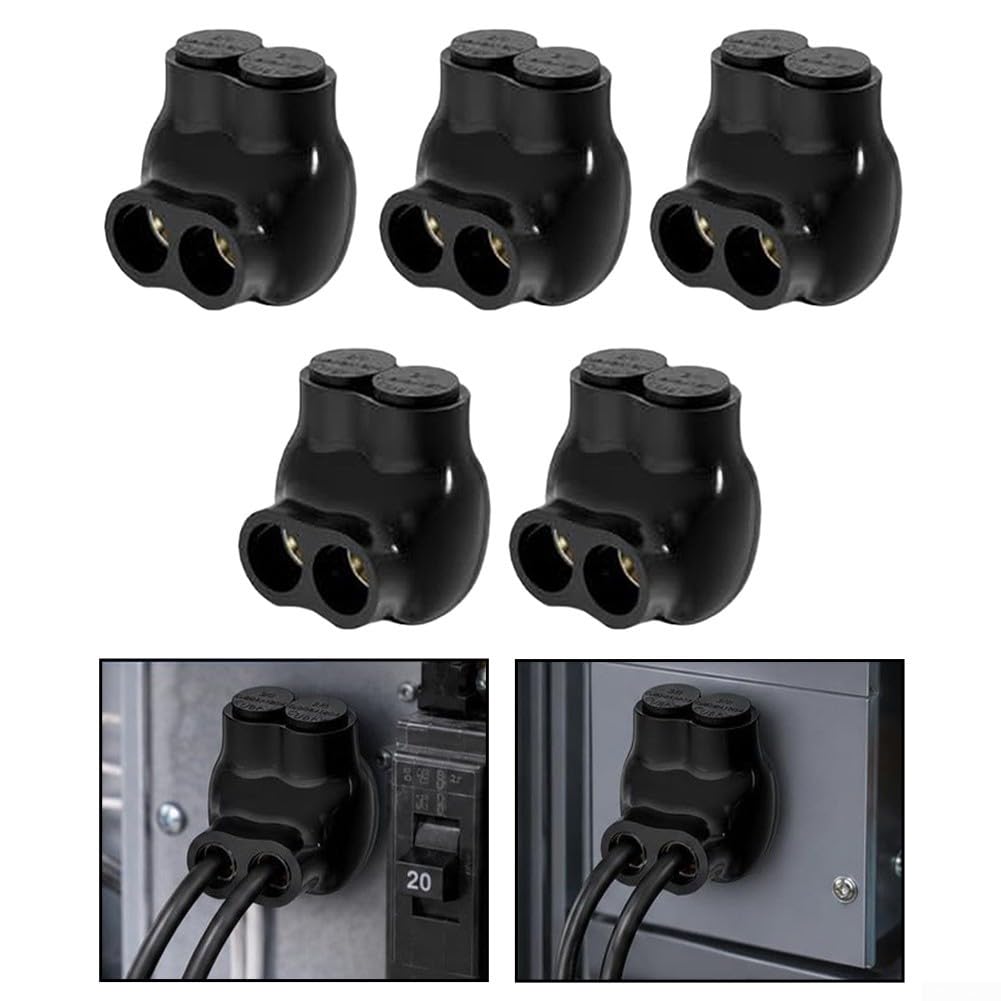 Manguito de cable 2/0-6 AWG con inhibidor de óxido para manguito de cable TÜV 2/0-6 | Juego de 5 piezas, 2/0 a 6 AWG, compatible con Al/Cu, aislado, conectores múltiples seguros