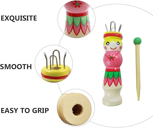 Miniatura 8 de 2 juegos de herramientas de mano pintadas a mano de bricolaje herramienta de tejer de madera, carrete de tejer francés, muñeca de tejer de madera,