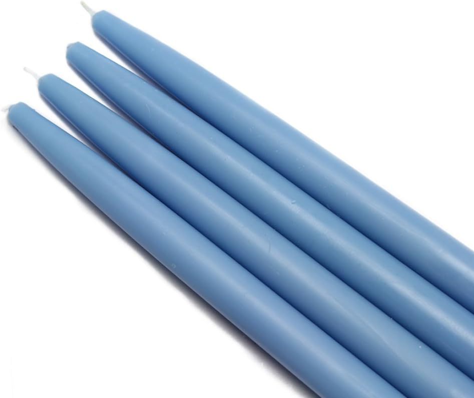 Zest Candle CEZ-031_12 144-Piece Taper Candle, 10", Light Blue