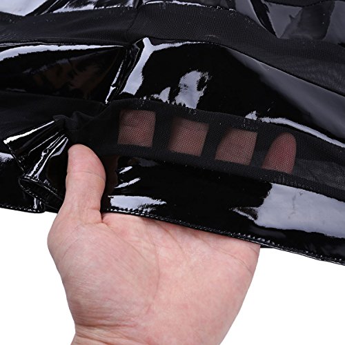 Yizyif Men's Sexy Wet Look Underwear Faux Leather Jockstraps Boyshorts Boxer Briefs Black Large #TOP4