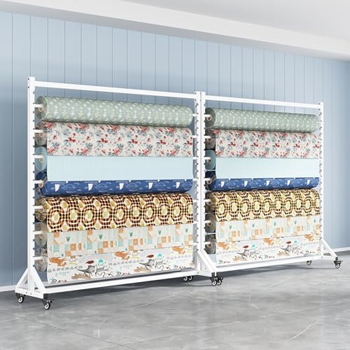 Adjustable Vinyl Wrap Holder - Heavy-Duty Steel Display Rack with 4 Movable Rods for Tablecloths, Car Window Film, Wallpaper & Craft Storage - Commercial Organizer