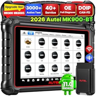 Autel Scanner MaxiCOM MK900BT, 2026 MK900-BT V2.0 Bidirectional Diagnostic Tool, 8in Up of MK900 MX900 MK808S MK808BT MX808S MK808Z, 3000+ Active Tests, 40+ Service, CAN-FD&DOIP, All System, FCA 11 OS