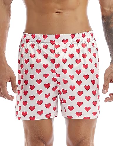 YiZYiF Men's Silk Lips Print Frilly Shiny Satin Boxer Shorts Loose Underwear Halloween4