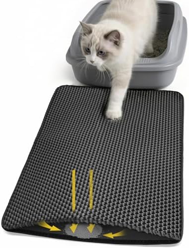Cat Litter Mat 24x15 Inches, Honeycomb Double Layer Litter Trappi...