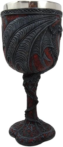 Miniatura 5 de Ebros - Vaso de vino de sangre con diseño de dragón de doble dragón celta, 7 pulgadas de alto, medieval, renacentista, con temática de mazmorras y