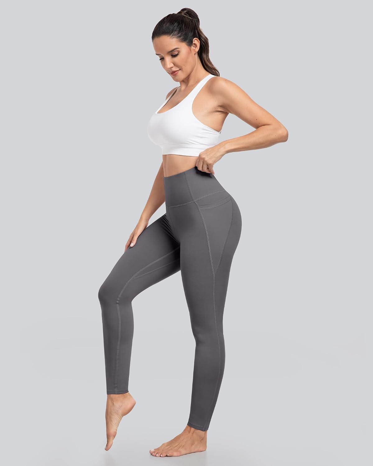 CHRLEISURE Leggings with Pockets for Women - Tummy Control High Waisted Soft Workout Yoga Pants