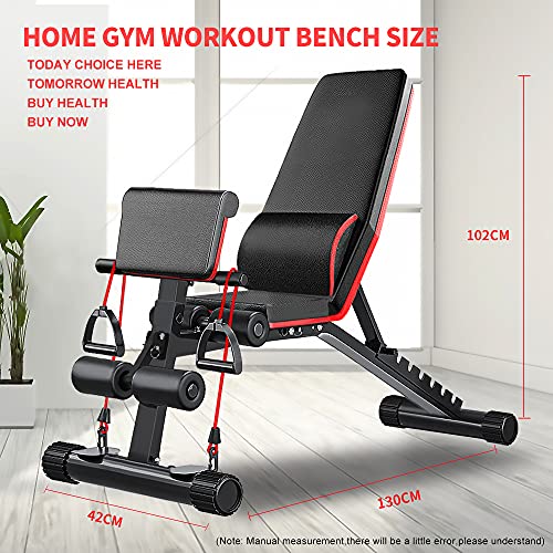 Adjustable Weight Benches for Home Gym Workout Equipment, Multi-function Foldable Sit Up Bench Supine Slim Body Equipment Machine, Exercise Bench Incline Extension for Strength Training Equipment