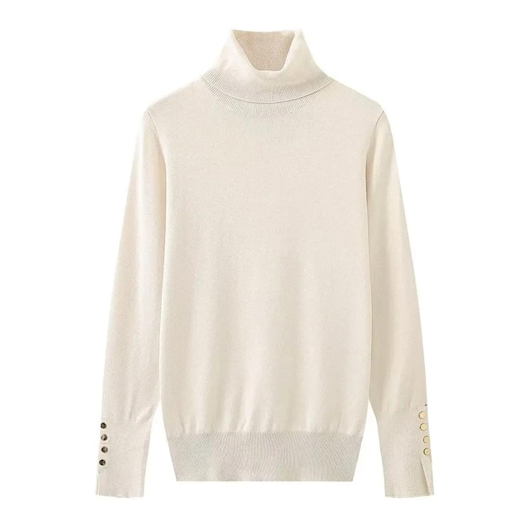 Maglione da donna a collo alto casual tinta unita a maniche lunghe a costine Bttons maglione lavorato a maglia