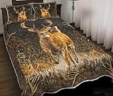 ZBIGTEE Hunting Deer Camo Quilt Bed Set Deer Hunting Bedding Quilt Sets Full Queen King Size Bedding