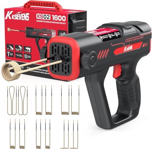 Induction Heater Bolt Removal,1600W 110V Handheld Magnetic Induction Heater Tool with 12 Coils for Rusty Screw Removing,Red