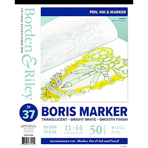 Borden & Riley #37 Boris Marker Layout Bright White Translucent Bond Pad, 11 x 14 Inches, 13.5 lb, 50 White Sheets, 1 Pad Each (037P111450) Cover