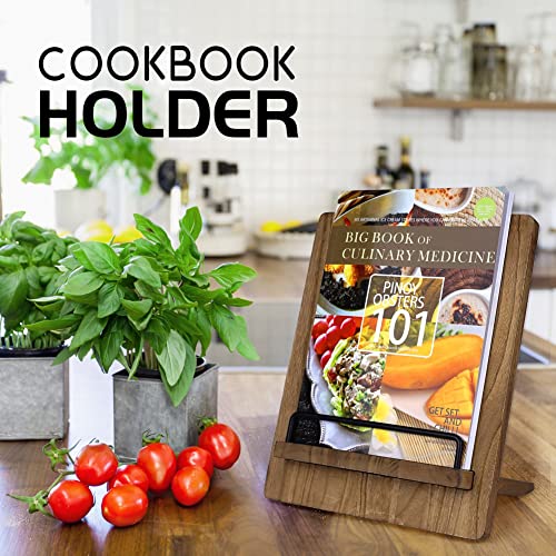 Cookbook Stand | Wood Cookbook Holder Cutting Board Style，Rustic Adjustable Pull-Out Recipe Holder Stand For Kitchen Counter (Shallow Wood) #TOP1