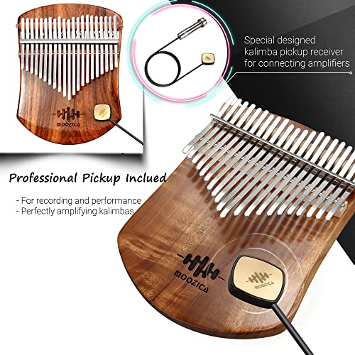 Moozica 21 Keys Solid Koa Kalimba Thumb Piano, Single Solid Wood Flat-Board Professional Kalimba Marimba With Learning Instruction And High Performance Carrying Case (Acacia Koa, 21-Key) (K21Kseq) #TOP1