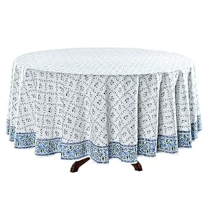 Ridhi Powder Blue 100% Cotton Round 120 Tablecloth Hand Block Print Washable Reusable Table Cover Farmhouse Parties Buffet Dining Weddings Country French Easter Summer Fall Spring Thanksgiving Ridhi Powder Blue 100 Cotton Round 120 Tablecloth Hand Block Print Washable Reusable Table Cover Farmhouse Parties Buffet Dining Weddings Country French Easter Summer Fall Spring Thanksgiving