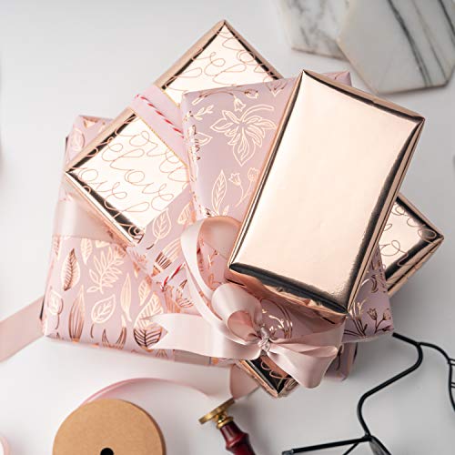 RUSPEPA Gift Wrapping Paper Roll - Rose Gold en Pink Set - 4 rollen - 76cm X 305cm per rol - Afbeelding 4