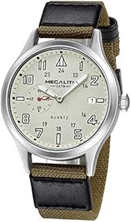 MEGALITH Mens Watch Military Minimalist Watches Mens Sport Nylon Leather Strap Analogue Causal Waterproof Wrist Watches for Men Army Tactical Work 12/24 Hour Date Outdoor Wristwatch
