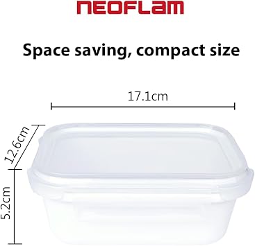 Neoflam Opal Glass 13oz Rectangular Food Storage - Transparent Lid