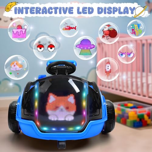 Image of ANPABO 3-in-1 Electric Push Car for Kids 1.5-3 with LED Display, Blue