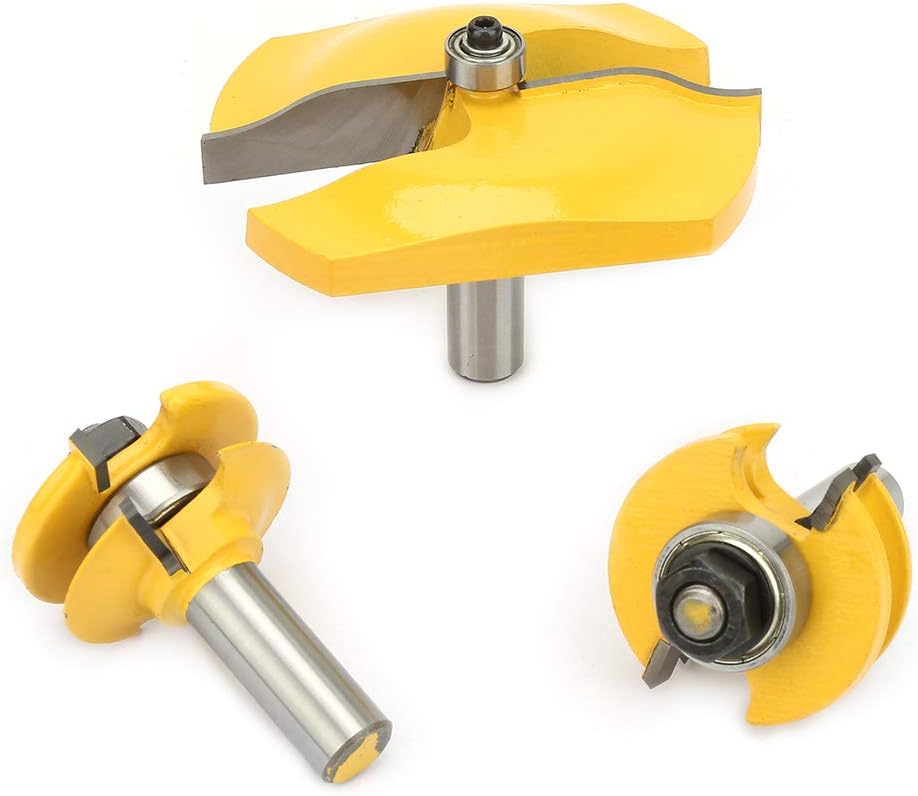 Raised Panel Router Bit, Router Bit Set, 3pcs 1/2 Shank Ogee Raised Panel and Ogee Rail Stile, Micrograin Carbide Cutter for, Door & Window Bits