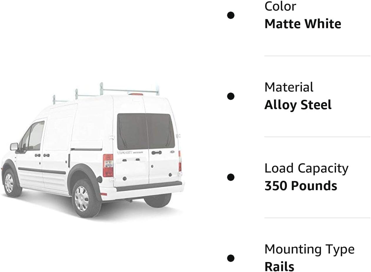 AA-Racks Model DX36 Compatible Transit Connect 2008-13 Steel 3 Bar Utility Drilling Van Roof Ladder Rack System - Sandy Black : Everything Else