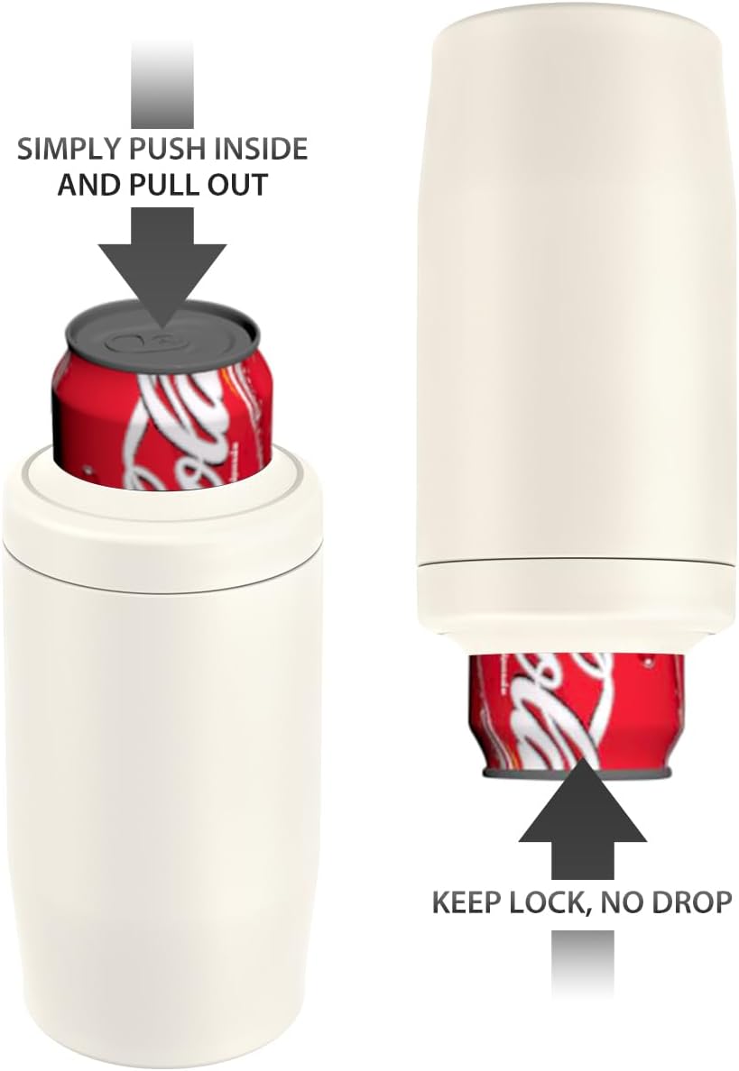 4-in-1 Skinny Can Cooler Double Wall Stainless Steel Insulated Can Holder,Can Coozie, Works With 12 Oz Slim Can,Standard Cans,Beer Bottles & As Pint Cups (Light Beige) - Image 5