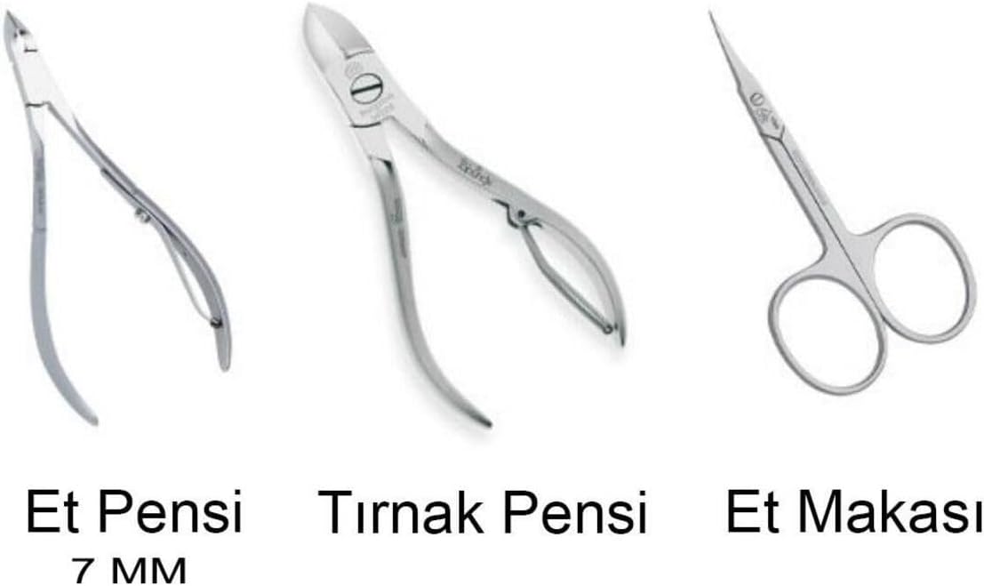 Fontenay Solingen Protez Tırnak & Manikür 3'Lü Metal Set - Tırnak Pensi, Et Pensi 7Mm, Et Makası