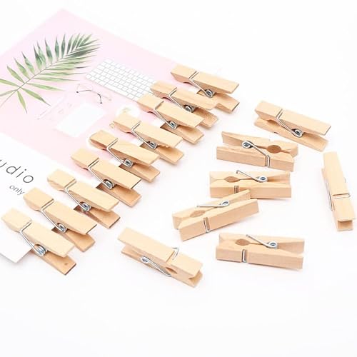 50 Pack Wooden Clothes Pins, Andhuhu 2.9 Inch Peg Pin, Strong Grip Clothes Clips For Laundry Clothesline Hanging, Bag Clips, Crafts, Photos, Drying (2-7/8" Long) #TOP2