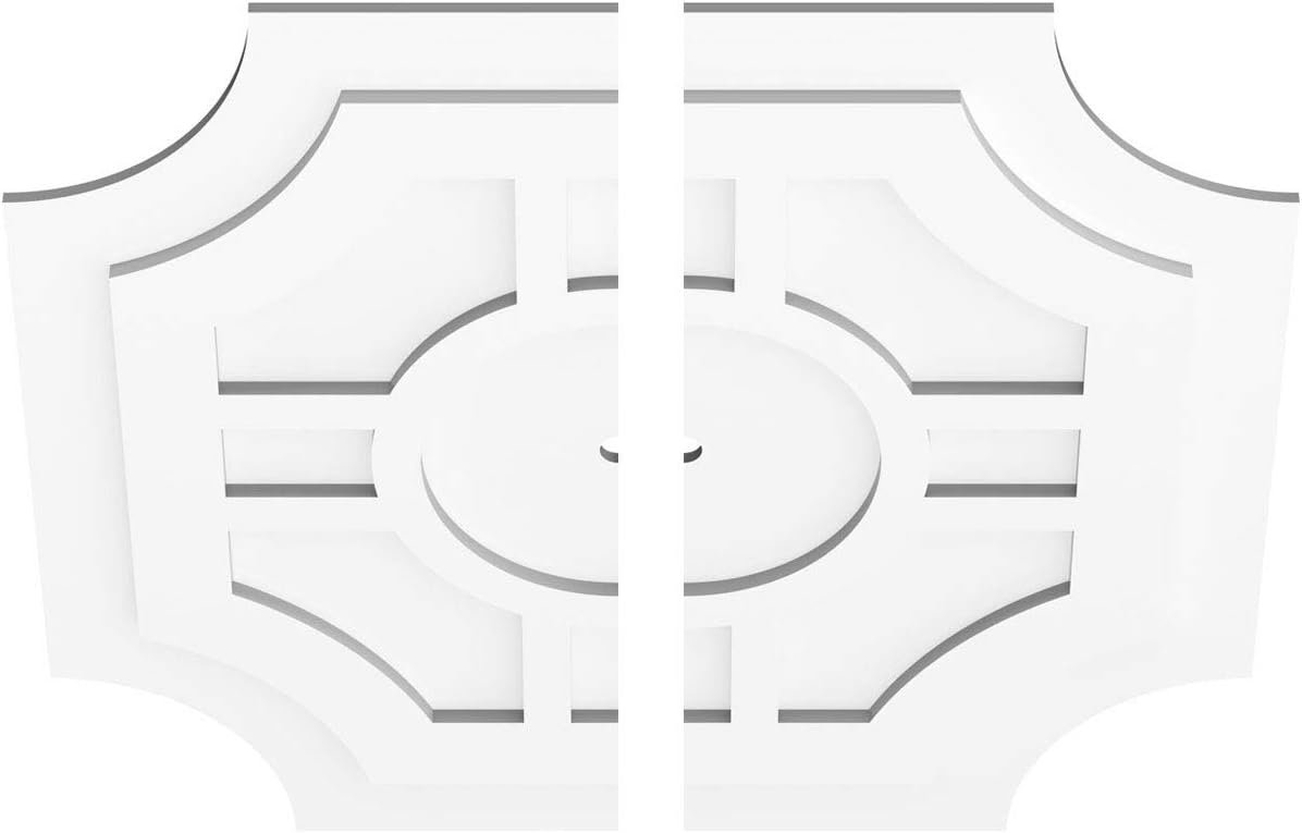 Ekena Millwork CMP32HS2-01000 Haus Architectural Grade PVC Contemporary, Two Piece Urethane Ceiling Medallions 32"OD x 1"ID x 10 1/2"C x 1"P