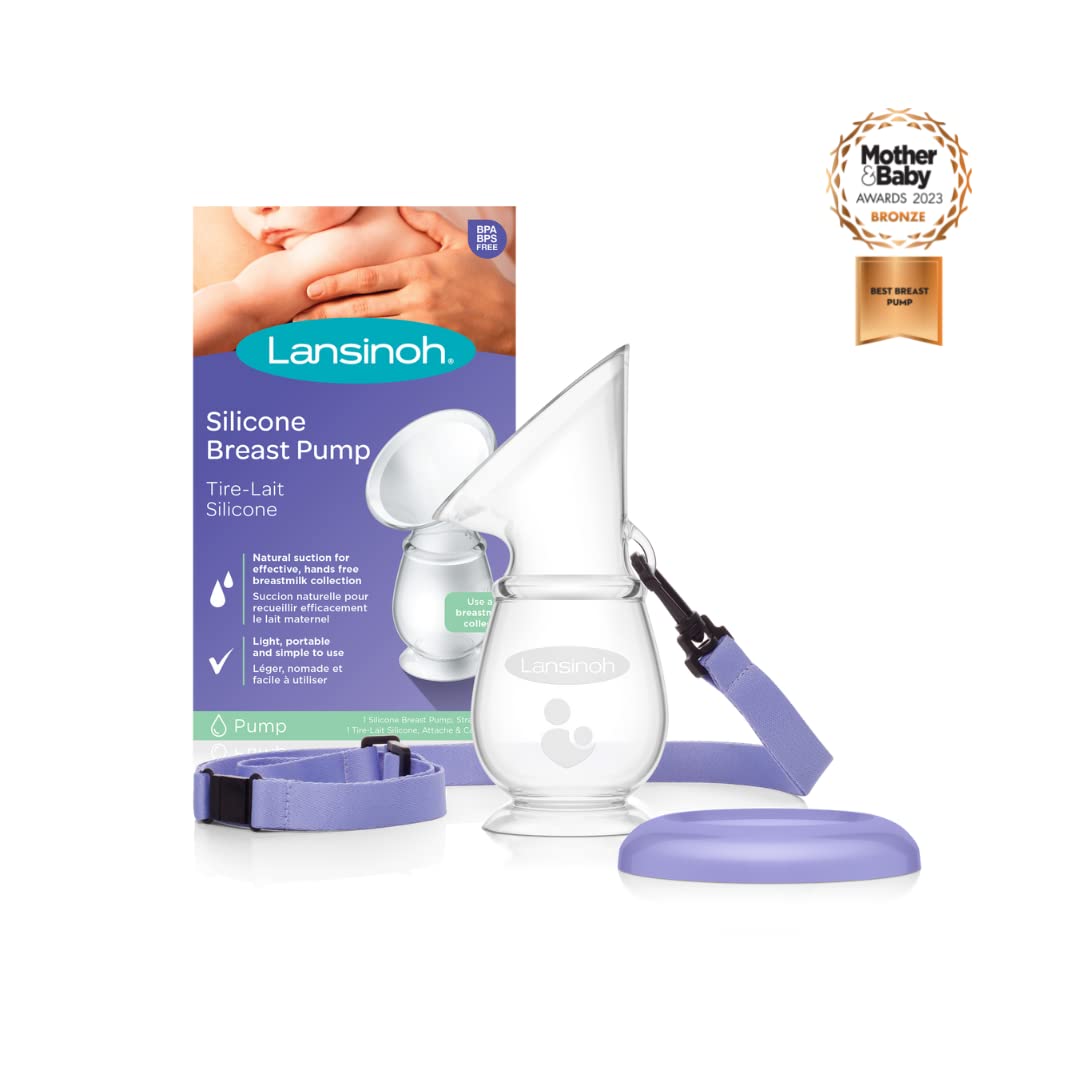 Lansinoh Handmilchpumpe & Muttermilchauffänger - angenehmes & extrem weiches Silikon - rettet jeden Tropfen Muttermilch - Alternative zu Milchauffangschalen