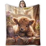 CosxHabitat Highland Cow Fleece Throw Blanket...