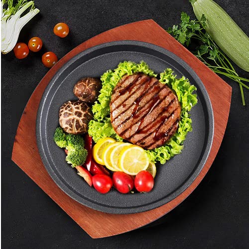 YYJINGYOU Cast Iron Fajita Plate, Skillet Pan, Steak Plate, Griddle Grill Pan (11 inch with Base) by YYJINGYOU - Image 6