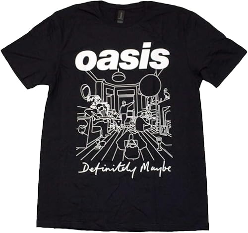 DFXBHW Oasis Definitely Maybe Line Drawing T Shirt Black