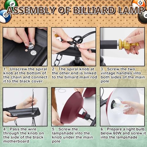 image for Rossesay Adjustable Pool Table Lights for 7'-8' Billiard Light Hanging