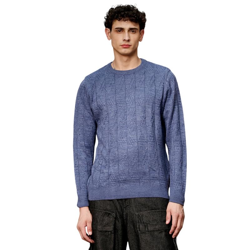 cahoot Men's Sweater | Round Neck, Ribbed Cuff Sleeves, Pull On Closure, Ribbed-Straight Hem | Solid Jacquard for Casual-picture-33
