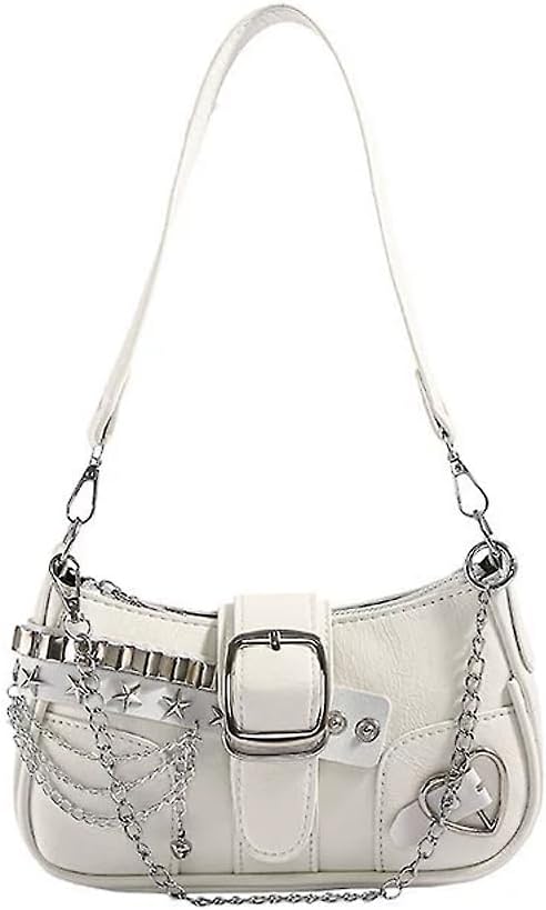 DiafebWanghh Y2K Shoulder Bag Y2K purse Handbag Punk Purse (White): Handbags