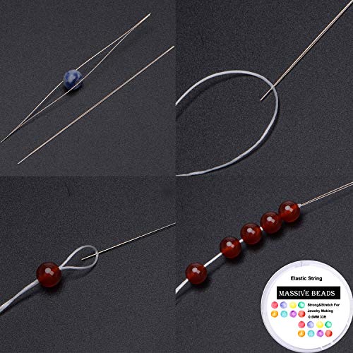 4Mm Natural Mixed Materials Gemstones Beads And Brass Tiny Spacer Round Loose Beads Jewelry Making Kit With Thread And Needles 300Pcs+300 Pcs(12 Natural 3 Brass, 4Mm) #TOP5