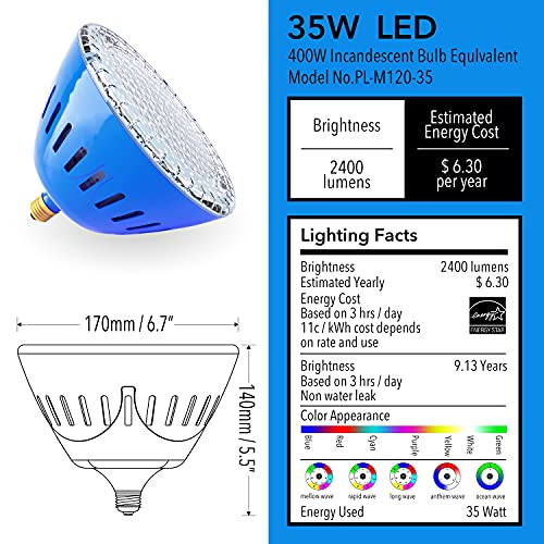 Lampaous Color Changing Swimming Pool Lights R40 Pool Ligh-E26 Base Inground Pool Bulb 12V, Led Pond Lights (12Vac) #TOP1