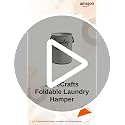 Image of Foldable Laundry Hamper, Grey Striped Design, Stackable Fabric Storage Basket