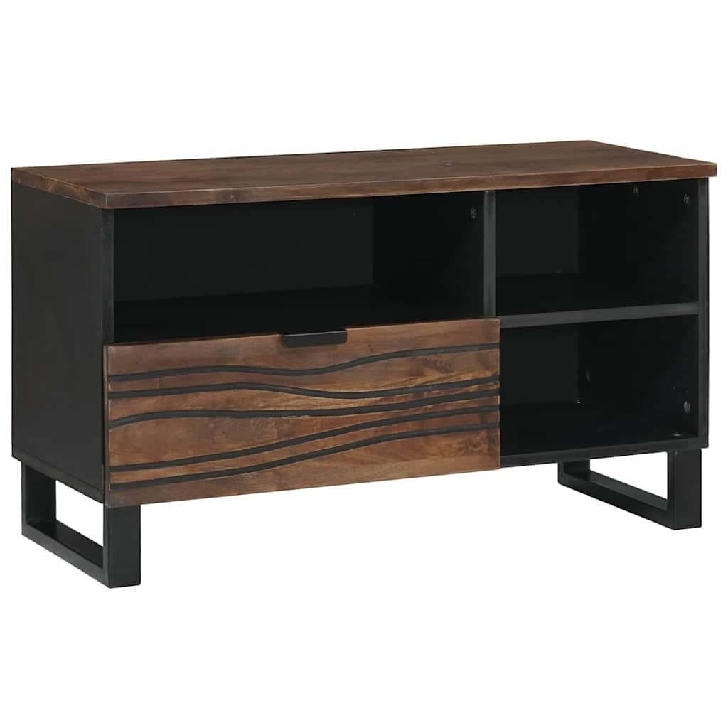 Szafka pod telewizor, orzech włoski, 80 x 33 x 46 cm, niska szafka z 3 półkami i 1 szufladą, stolik pod telewizor, szafka pod telewizor do salonu, kina domowego i gier
