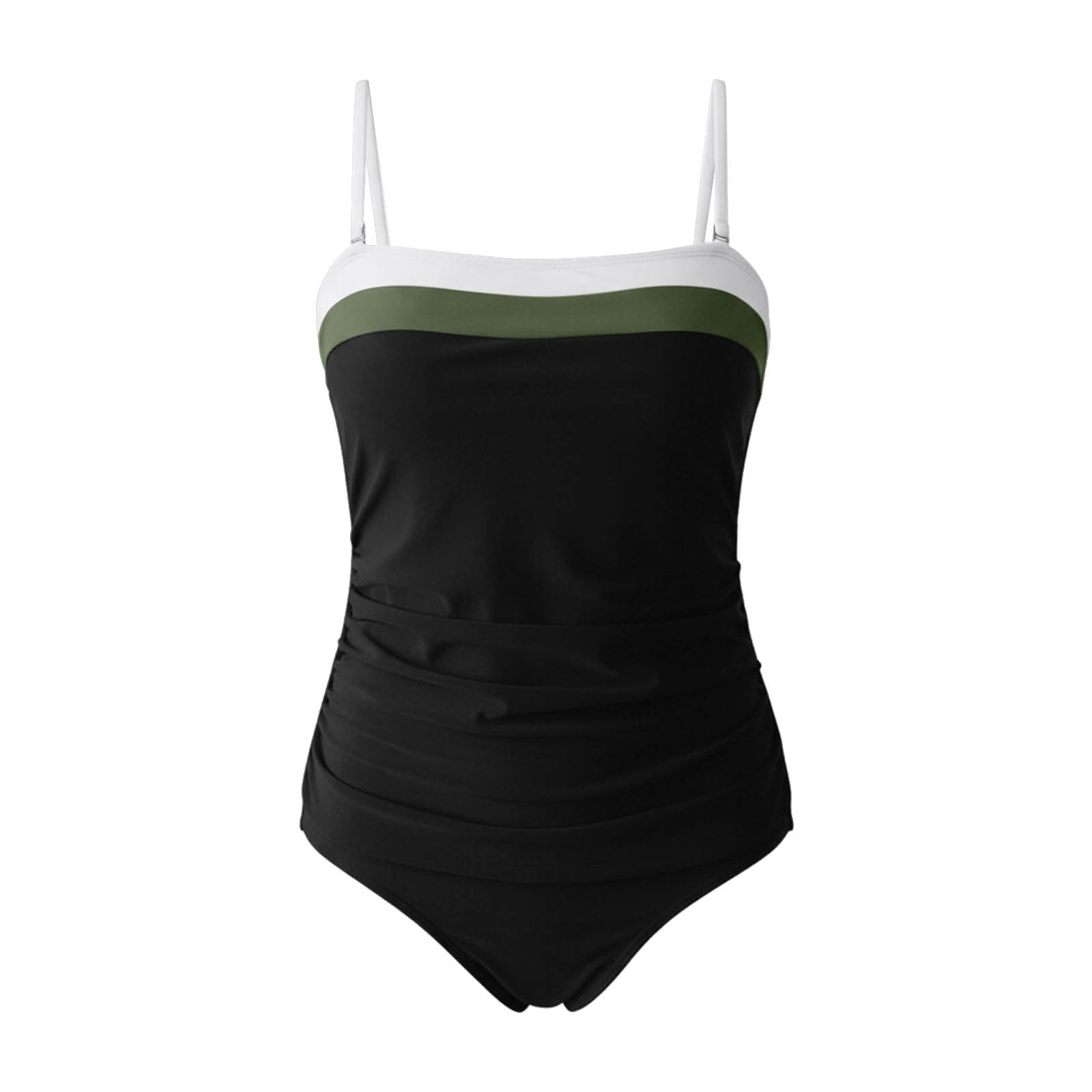 Genérico Conjunto de tankini para mujer con control de abdomen, color sólido, sin tirantes, color 2026#1