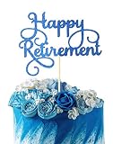 GrantParty Happy Retirement Blue Cake Topper - Retirement Party Supplies Favors, Gifts and Decoratio