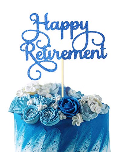 Grantparty Happy Retirement Blue Cake Topper - Retirement Party Supplies Favors, Gifts And Decorations(Blue Retirement) #TOP4