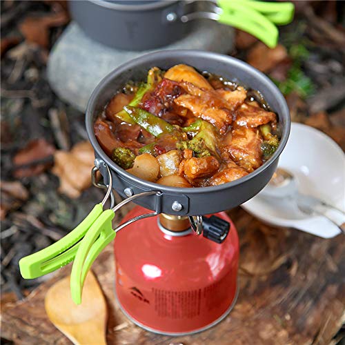 Wintming Camping Cookware Mess Kit Outdoor Cooking Gear Bpa-Free Nonstick Pots With Lid Pans Bowl Spoon Set Cookset For Backpacking Hiking Picnic Fishing #TOP4